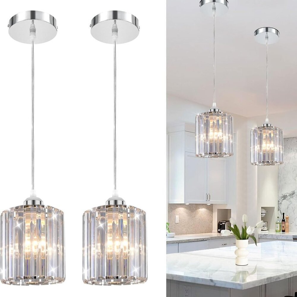 Crystal Pendant Lights - Kitchen Island Lighting, Mini Crystal Chandelier for Li
